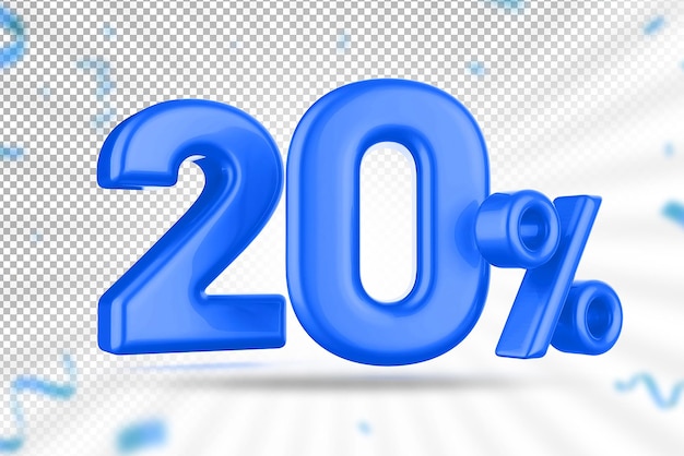 20 por cento de oferta azul em 3d
