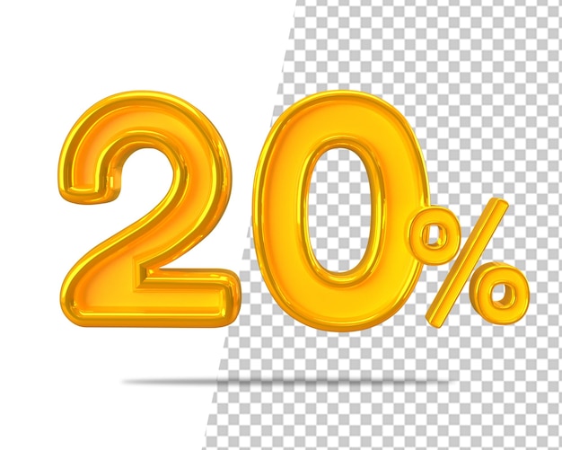 20 pour cent vente vingt remise texte or rendu 3d