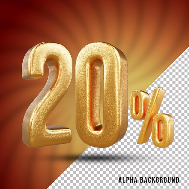 20 Prozent 3D-Goldzahlentext