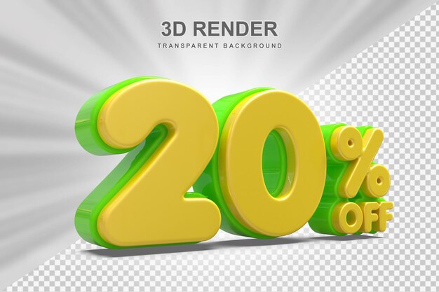 20-Prozent-Angebot in der 3D-Geschenkdarstellung