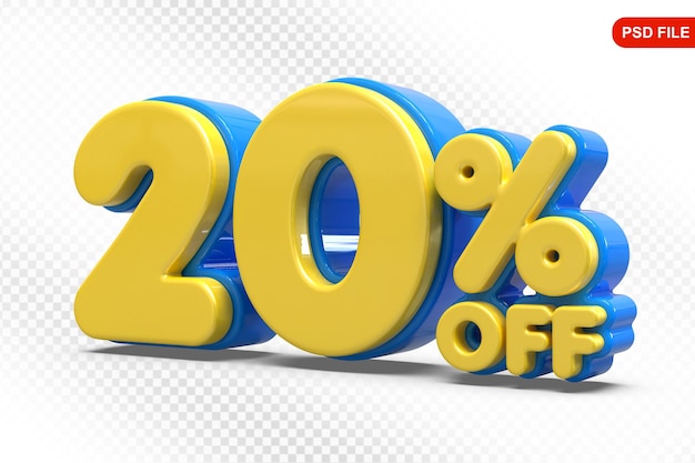 20 Prozent blaues Angebot in 3D