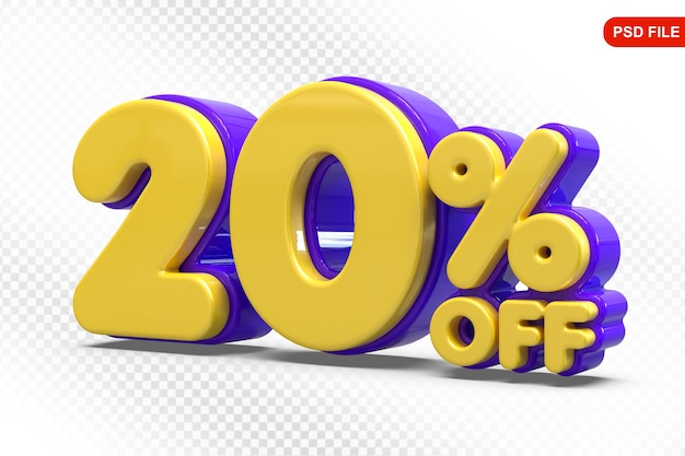 20 Prozent Lila-Angebot in 3D