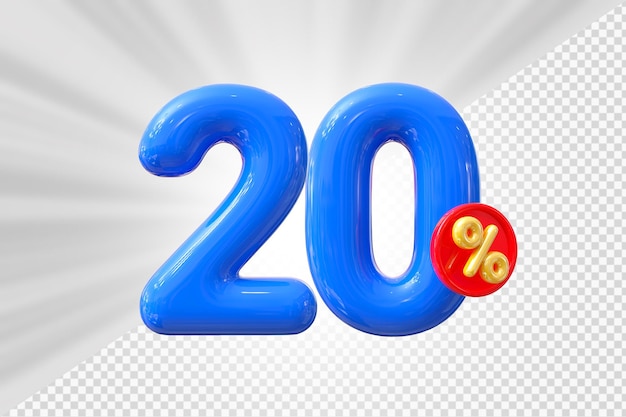 20 Prozent Rabatt auf den blauen Ballon Nummer 3D