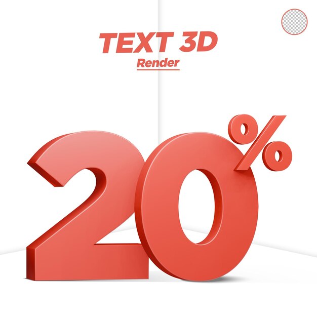 20 Prozent Rot 3D-Rendering