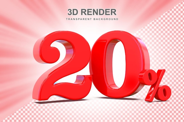 20 Prozent rotes Angebot in 3D