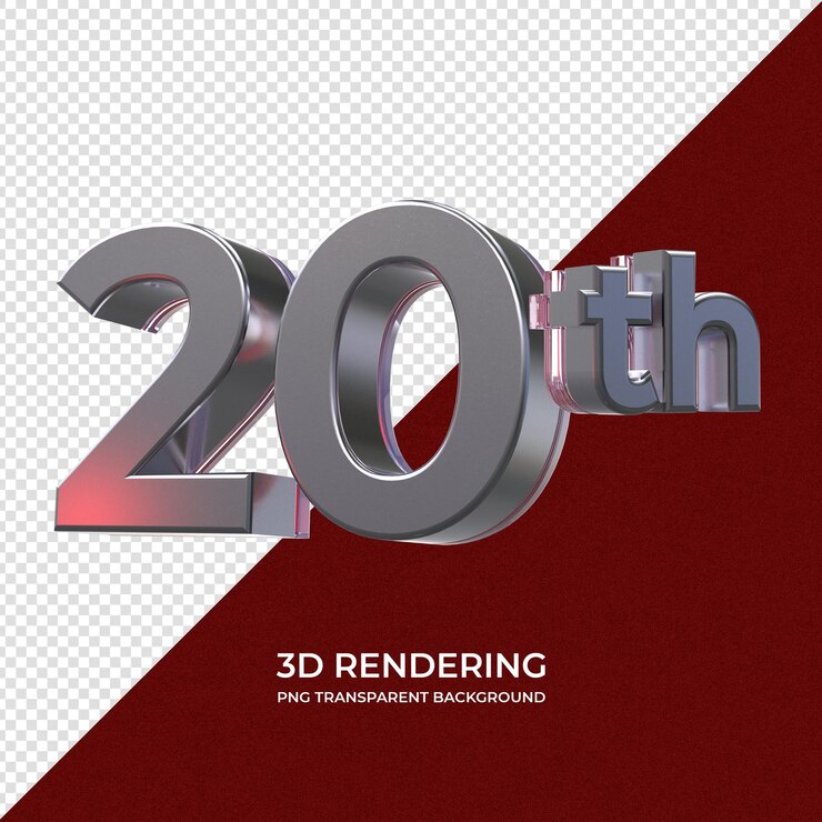 20° rendering 3d sfondo trasparente