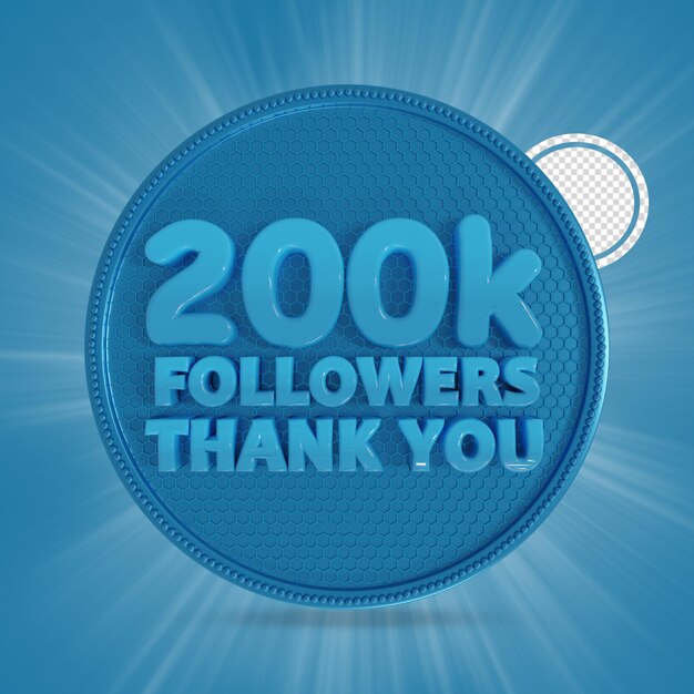 200.000 Follower 3D-Renderings isoliert