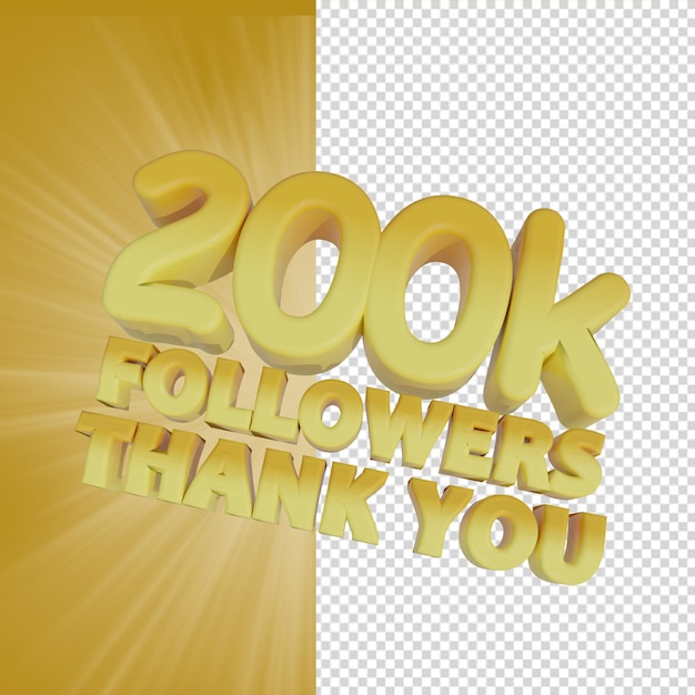 200.000 Follower 3D-Renderings isoliert