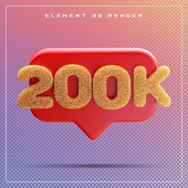 200 mil seguidores número vermelho subscrever ícone 3d