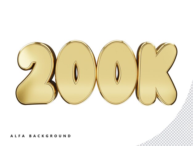 200k goldene Zahl mit 3D-Rendering