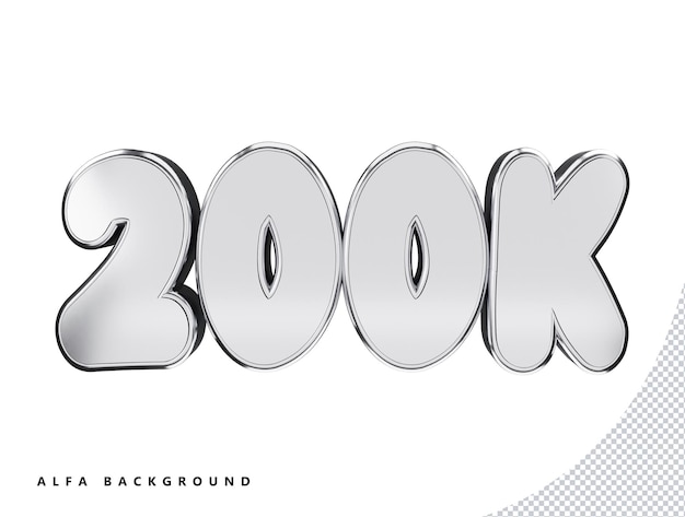 200k Silberzahl mit 3D-Rendering