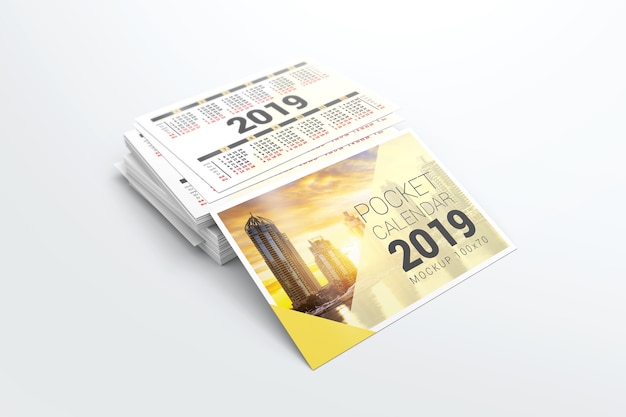 2019 mockup del calendario tascabile