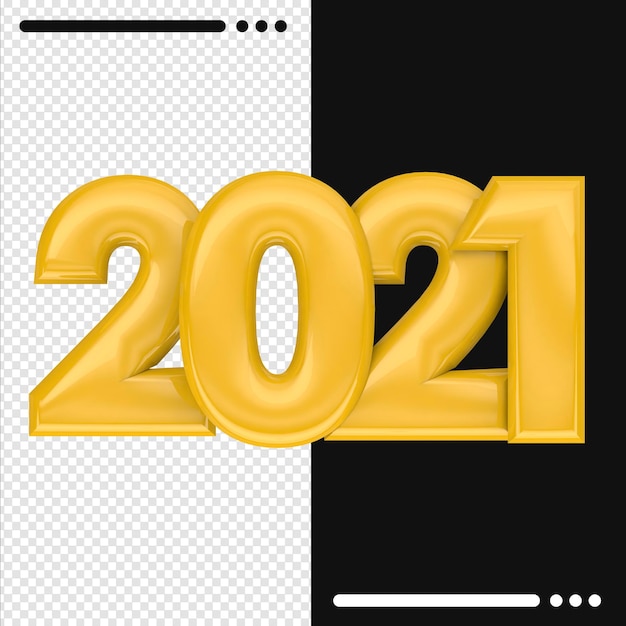 2021 Felice anno nuovo in rendering 3d