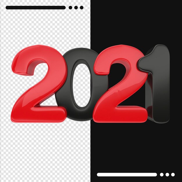 2021 feliz ano novo em renderização 3d