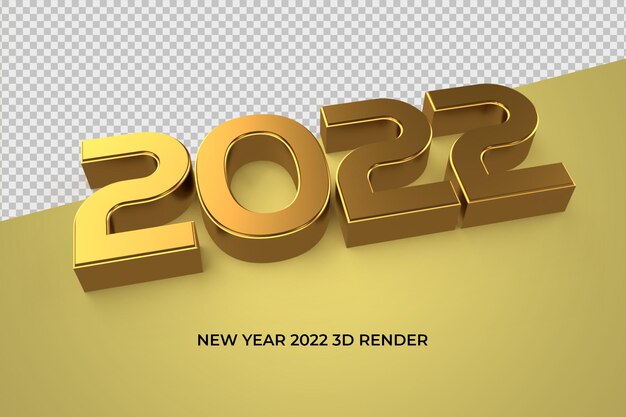 PSD 2022 3d ouro elegante png