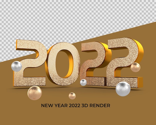 PSD 2022 3d render estilo numérico dourado elegante