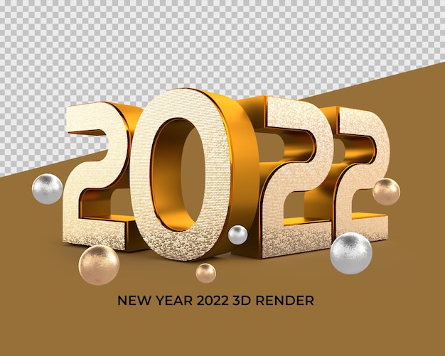 2022 3d Render number style gold elegant