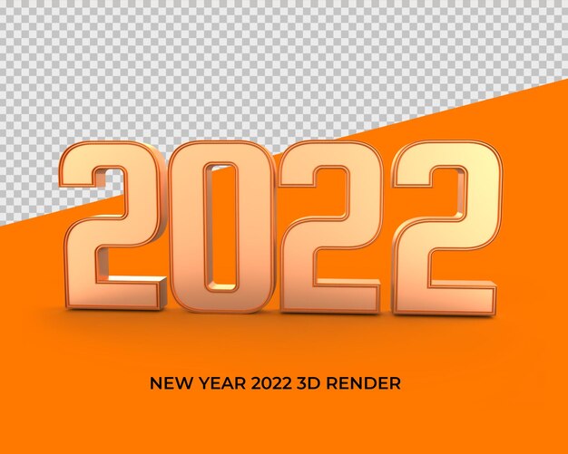 2022 3d render número estilo oro elegante