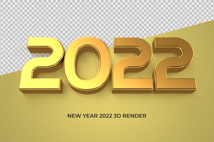 PSD 2022 3d zlatá elegantní png