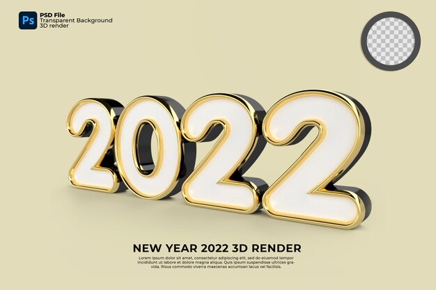 PSD 2022 ano novo 3d render ouro