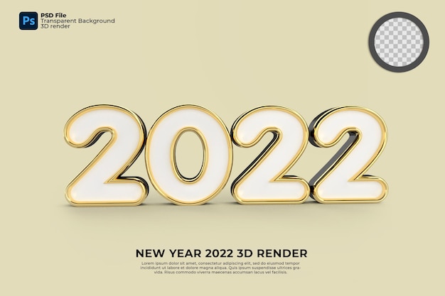 2022 año nuevo 3d render oro