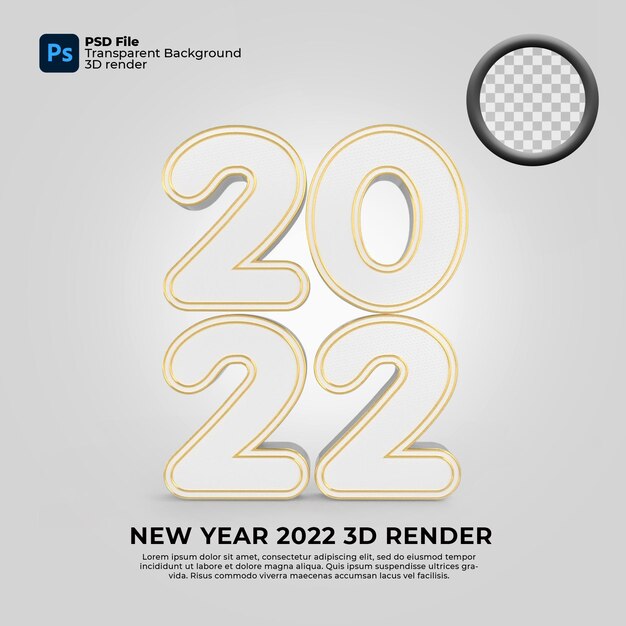 PSD 2022 año nuevo 3d render oro