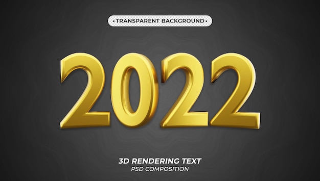 PSD 2022 bonne année rendu 3d texte doré