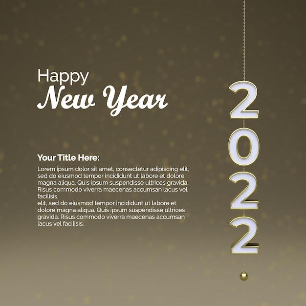 2022 Feliz año nuevo diseño de texto Patter render 3d