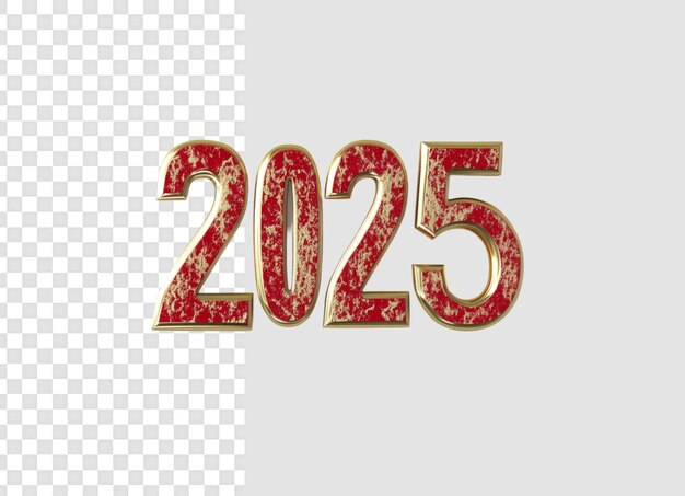 2022 Feliz Año Nuevo Render 3D Texto aislado en fondo transparente