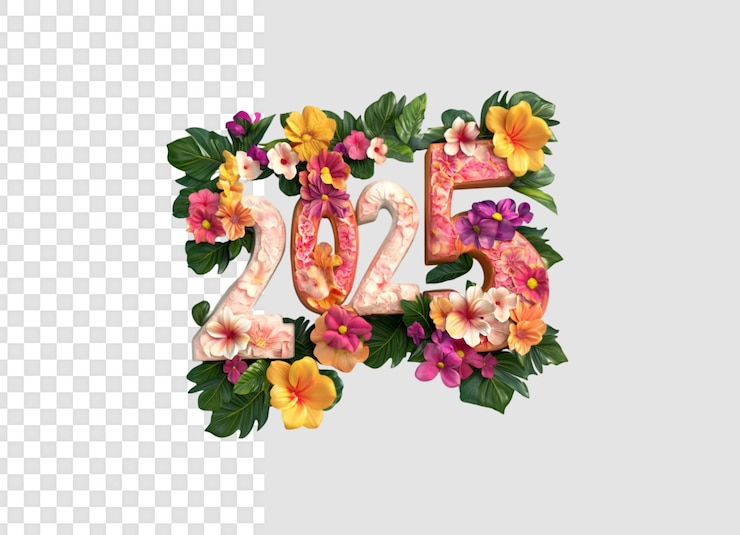PSD 2022 feliz año nuevo render 3d texto aislado en fondo transparente