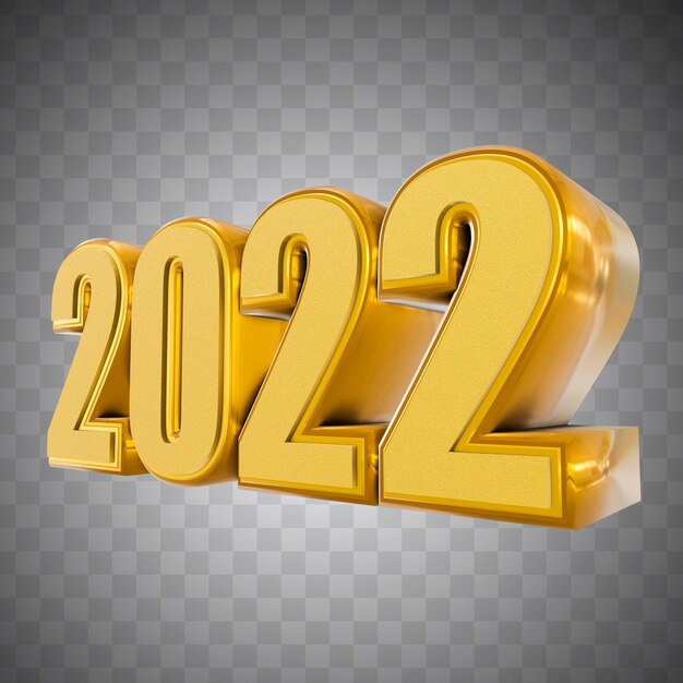 2022 imagen renderizada en 3D con fondo transparente
