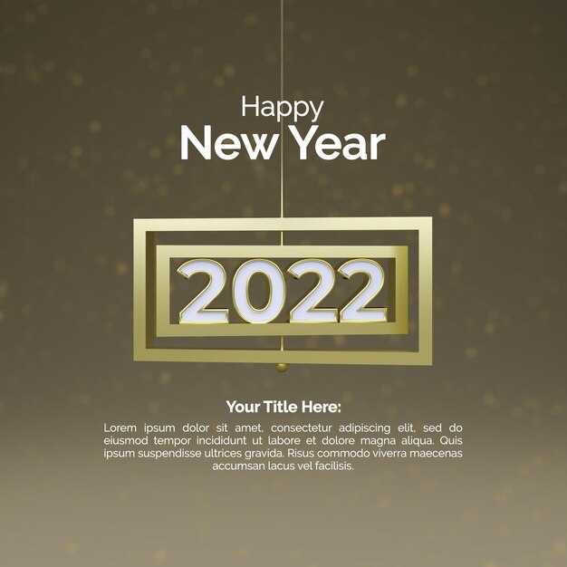 PSD 2022 modelo de pôster de feliz ano novo