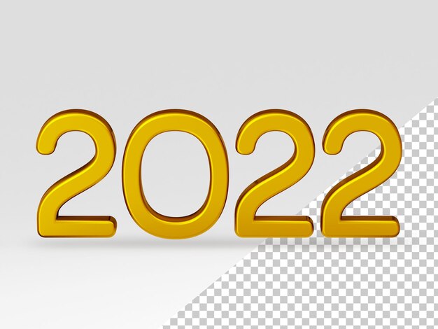 2022 números dorados en 3D. Ilustración 3d de texto dorado.