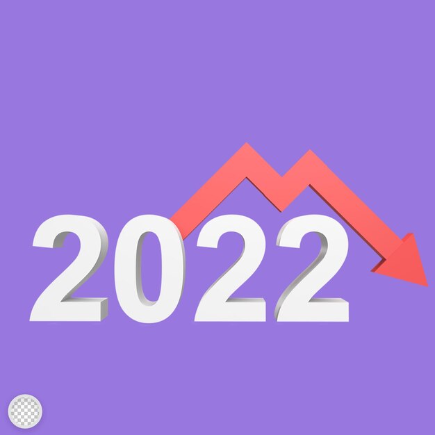 2022 Recesión 3d icono modelo dibujos animados estilo render ilustración