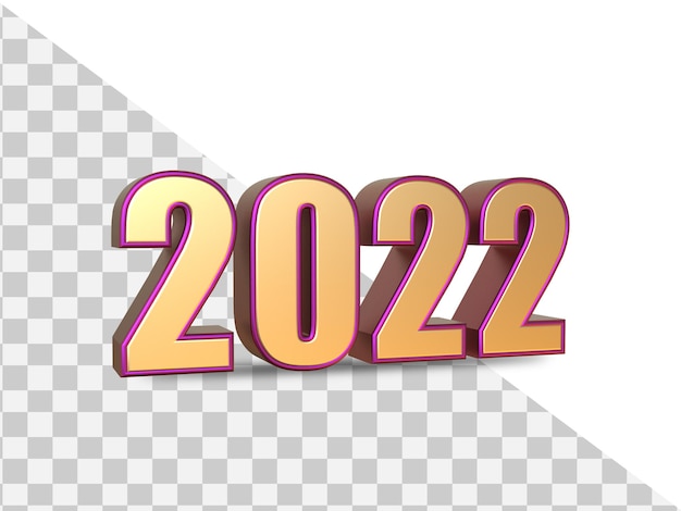 2022 renderização 3D de texto dourado
