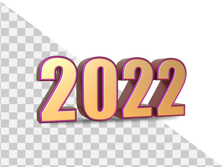 PSD 2022 renderizado 3d texto dorado