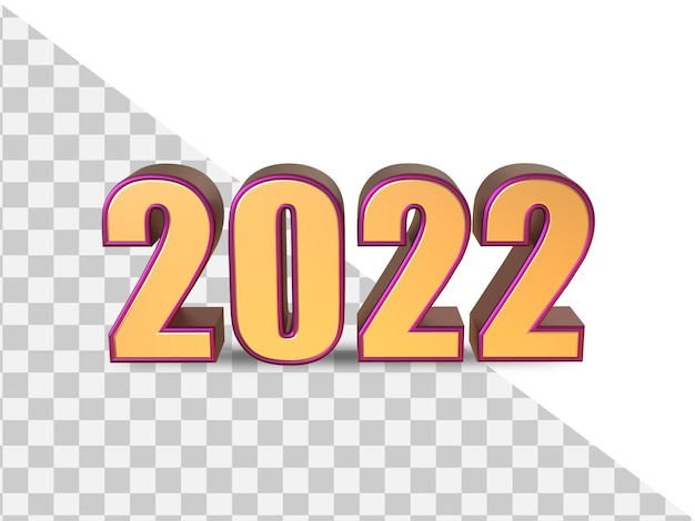 PSD 2022 renderizado 3d texto dorado