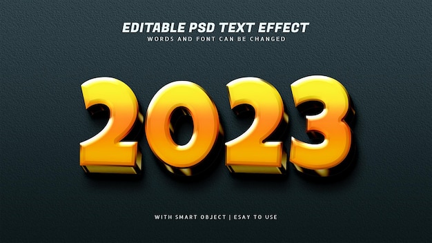 2023 3D gelber Texteffekt editierbar