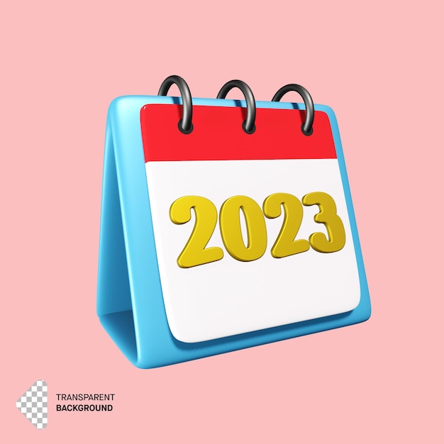 2023 anni in calendario con design di rendering 3d