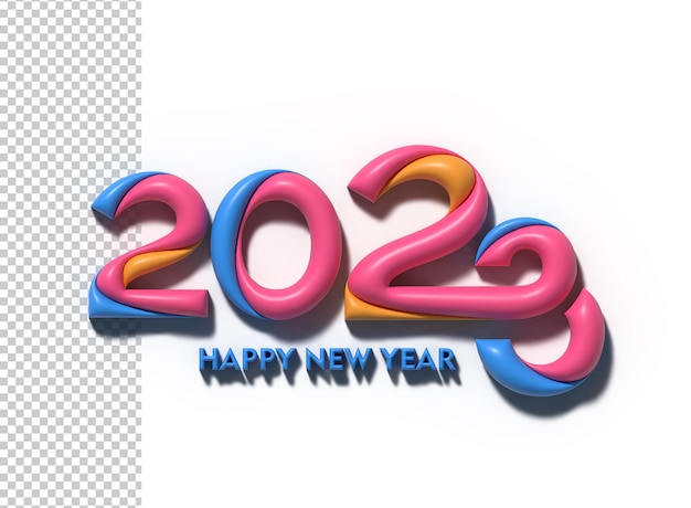 PSD 2023 bonne année 3d rendu texte typographie conception bannière affiche illustration 3d