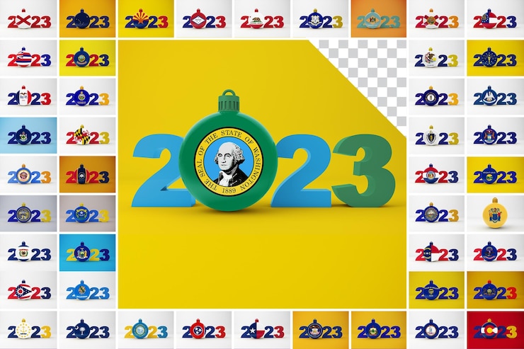 PSD 2023 christmas ball united states flags