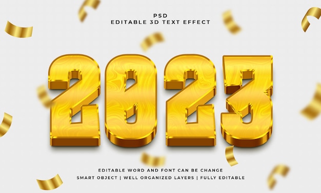 2023 efeito de texto psd editável 3d com fundo