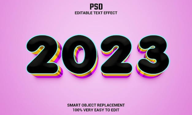 2023 Effet De Texte Modifiable 3d Avec Arrière-plan Psd Premium