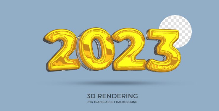 PSD 2023 estilo de texto representación 3d fondo transparente