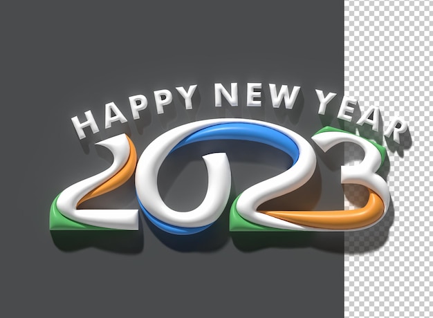2023 Feliz año nuevo 3D Render Texto Tipografía Diseño Banner Póster Ilustración 3D