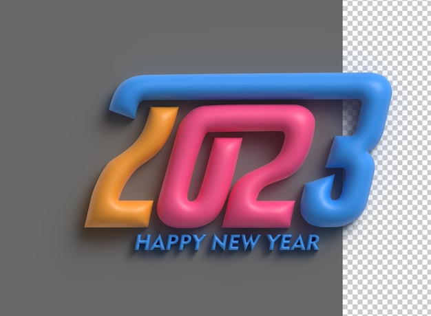 PSD 2023 frohes neues jahr 3d render text typografie design banner poster 3d-darstellung