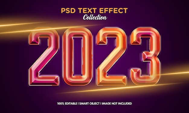 PSD 2023 neujahrsfeier 3d texteffektvorlage