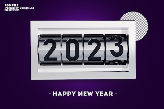 2023 new year 3d rendering isolated on transparent background
