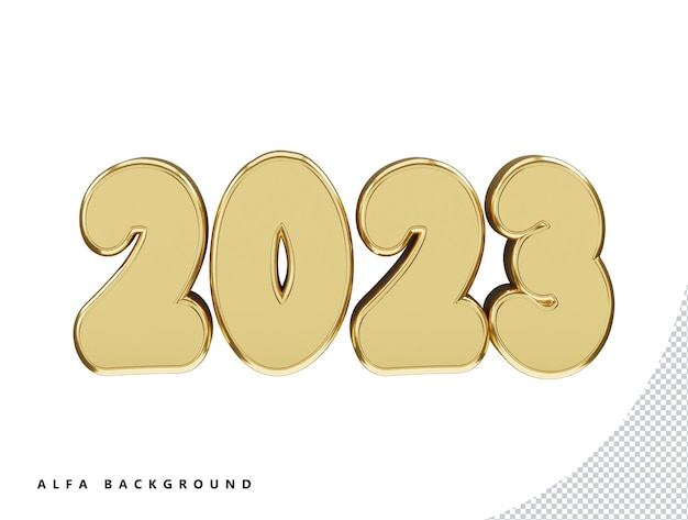 2023 número dorado con renderizado 3d