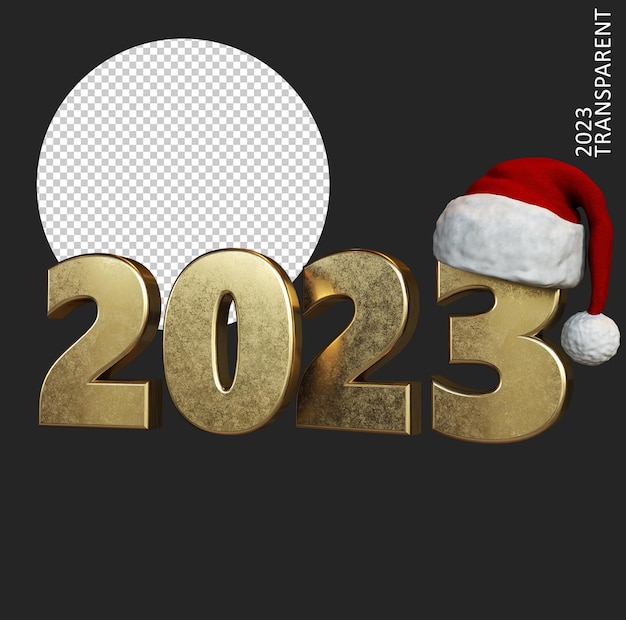 2023 Numéros D'or Avec Bonnet De Noel